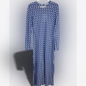 Hill House Enzo Raschel Knit Dress Cover Up Blue White Size L Italy